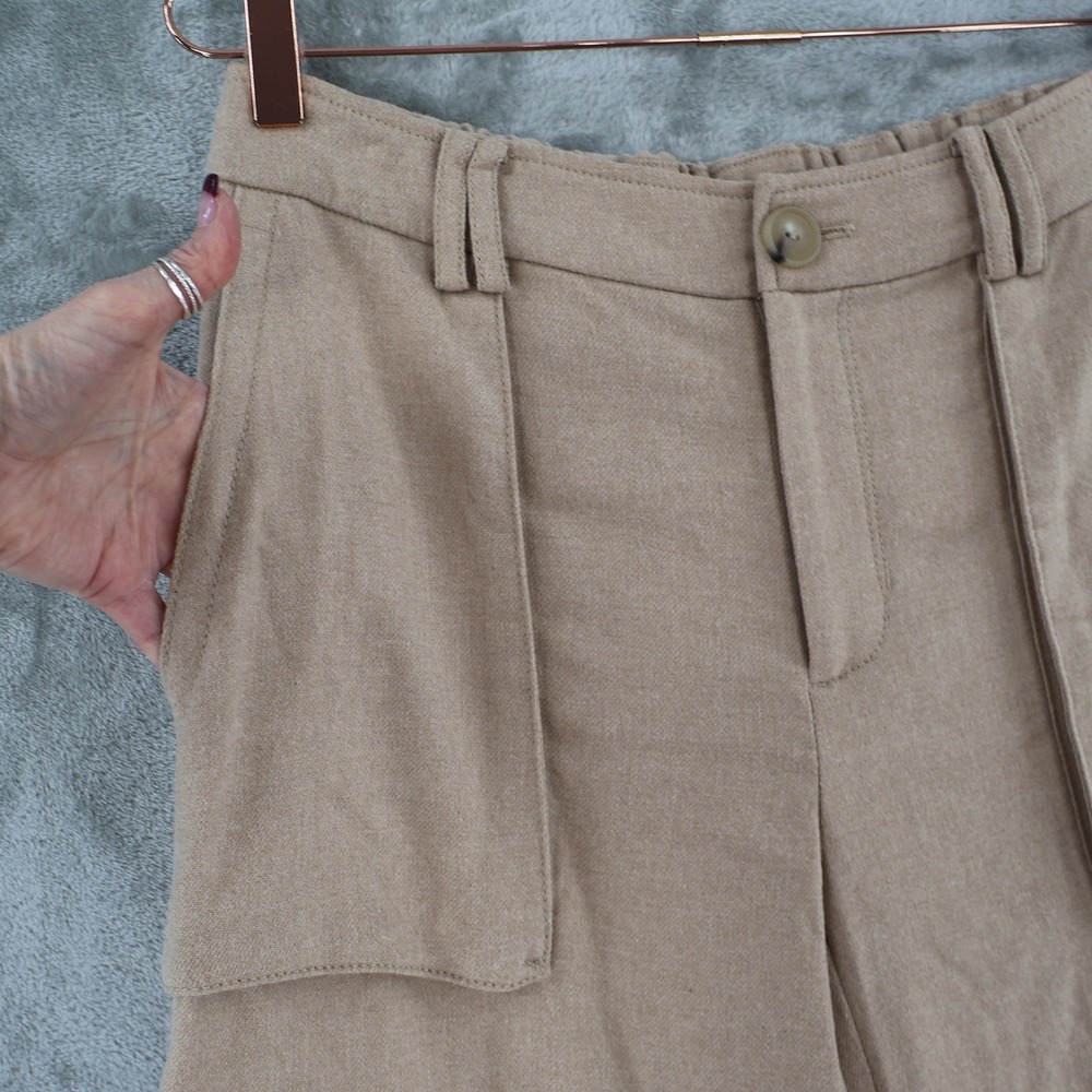 Vince Wide Leg Cargo Pant Women 12 Tan Utility High Rise E-Girl Granola Wool NWT - Picture 5 of 16